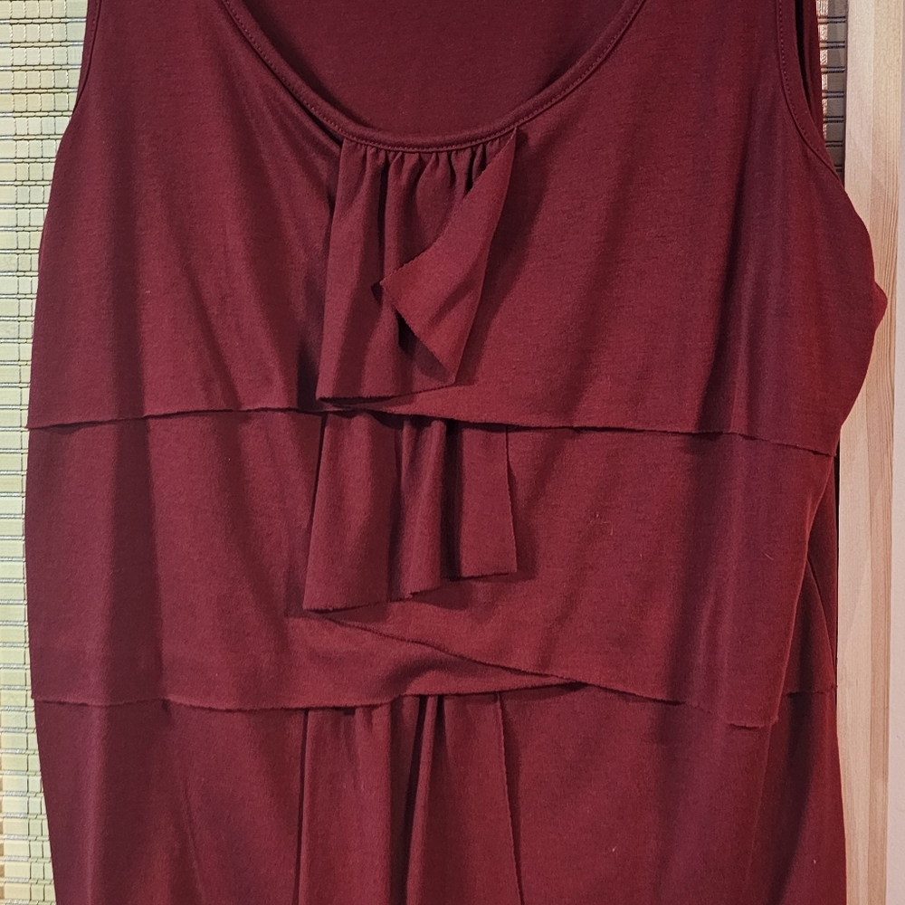 Talbots red tiered ruffle front scoop neck sleeveless soft large